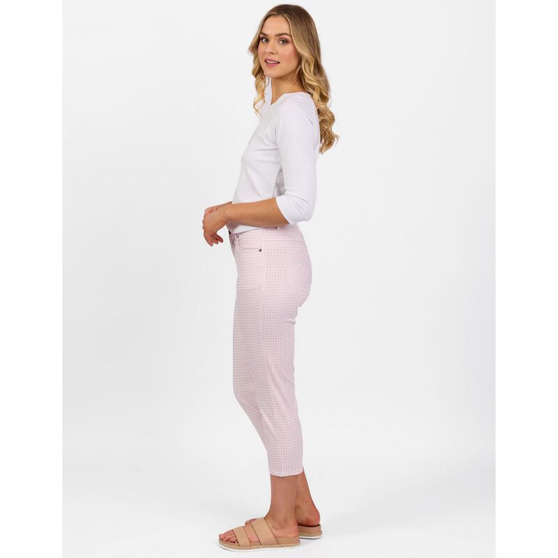 Vassalli Printed Lightweight Skinny Leg 7/8 Length Pant With Fly image number 6